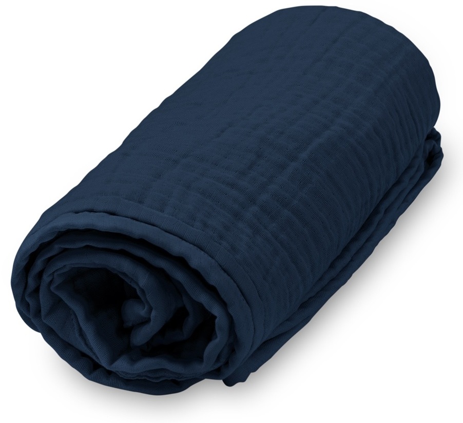 Kocyk granatowy bawełna 100x100 cm – obraz-1