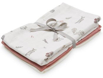 Kocyk muślinowy 70x70 cm Mix (3-set) jagodowy, kremowy – obraz-1