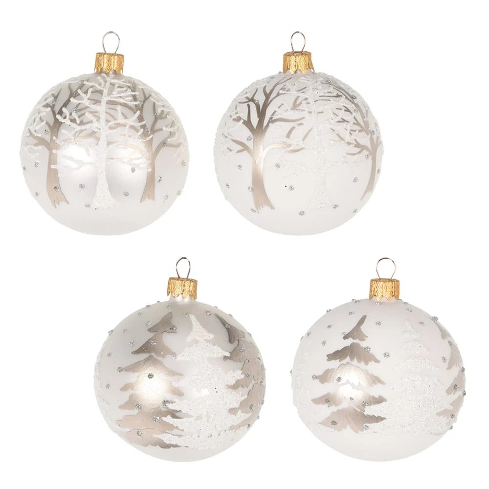 Коледна топка с елхи 8 см – изображение-1