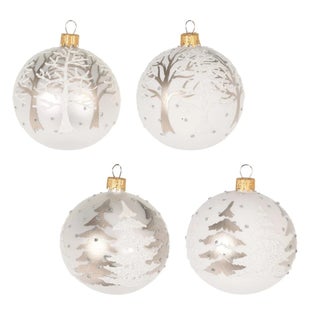 Коледна топка с елхи 8 см – изображение-1