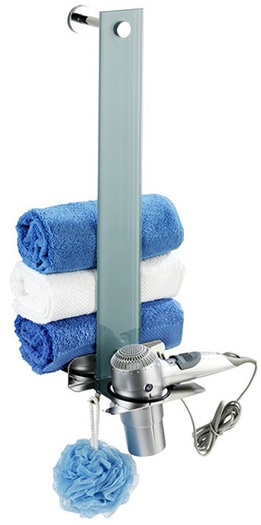 Комбинирана стъклена етажерка за кърпи и сешоар – изображение-1