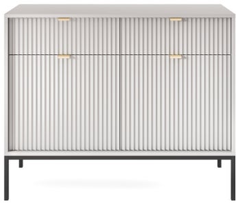 Komoda 2-drzwiowa z 2 szufladami szara nogi czarne 104x83 cm – obraz-1