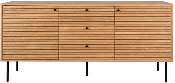 Komoda 2-drzwiowa z 3 szufladami i 4 półkami naturalna 150x40 cm – grafika-1.