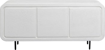 Komoda 3-drzwiowa biała skandynawska drewno i MDF nogi czarne 160x75 cm – obraz-1