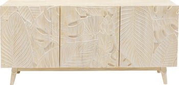 Komoda 3-drzwiowa drewniana boho motyw roślinny 160x75 cm – obraz-1