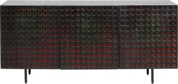 Komoda 3-drzwiowa fornirowana czarna front kolorowy 160x75 cm – obraz-1