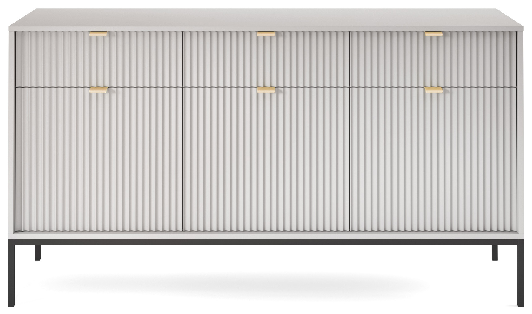 Komoda 3-drzwiowa z 3 szufladami szara nogi czarne 154x83 cm – obraz-1