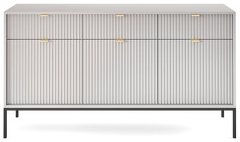 Komoda 3-drzwiowa z 3 szufladami szara nogi czarne 154x83 cm – obraz-1