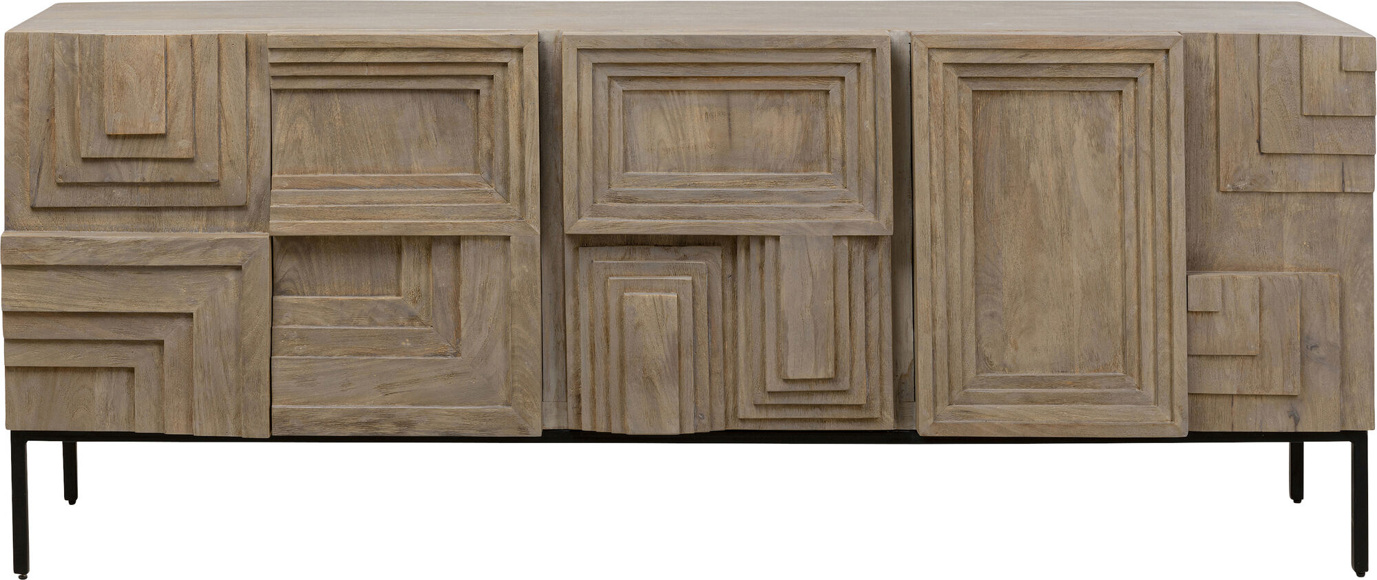 APARADOR RÚSTICA DE 5 PUERTAS EN MADERA DE MANGO 184X76 CM – Imagen-1.