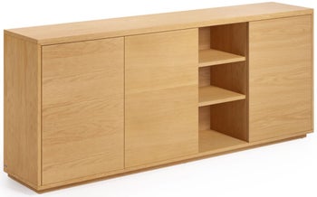 Komoda 3-drzwiowa fornir dębowy naturalna 180x75 cm – obraz-1