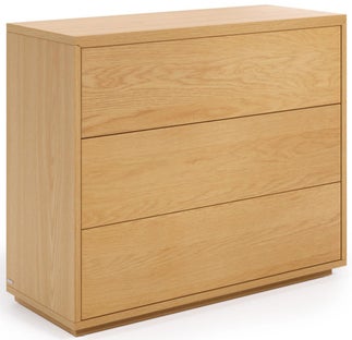 Komoda 3 szuflady z forniru dębowego naturalna 90x75 cm – obraz-1