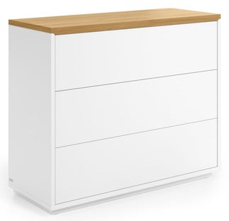 Komoda biała z blatem drewnianym 3 szuflady 90x36 cm – obraz-1