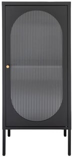 Komoda metalowa czarna z drzwiczkami szklanymi industrialna 50x35 cm – grafika-1.