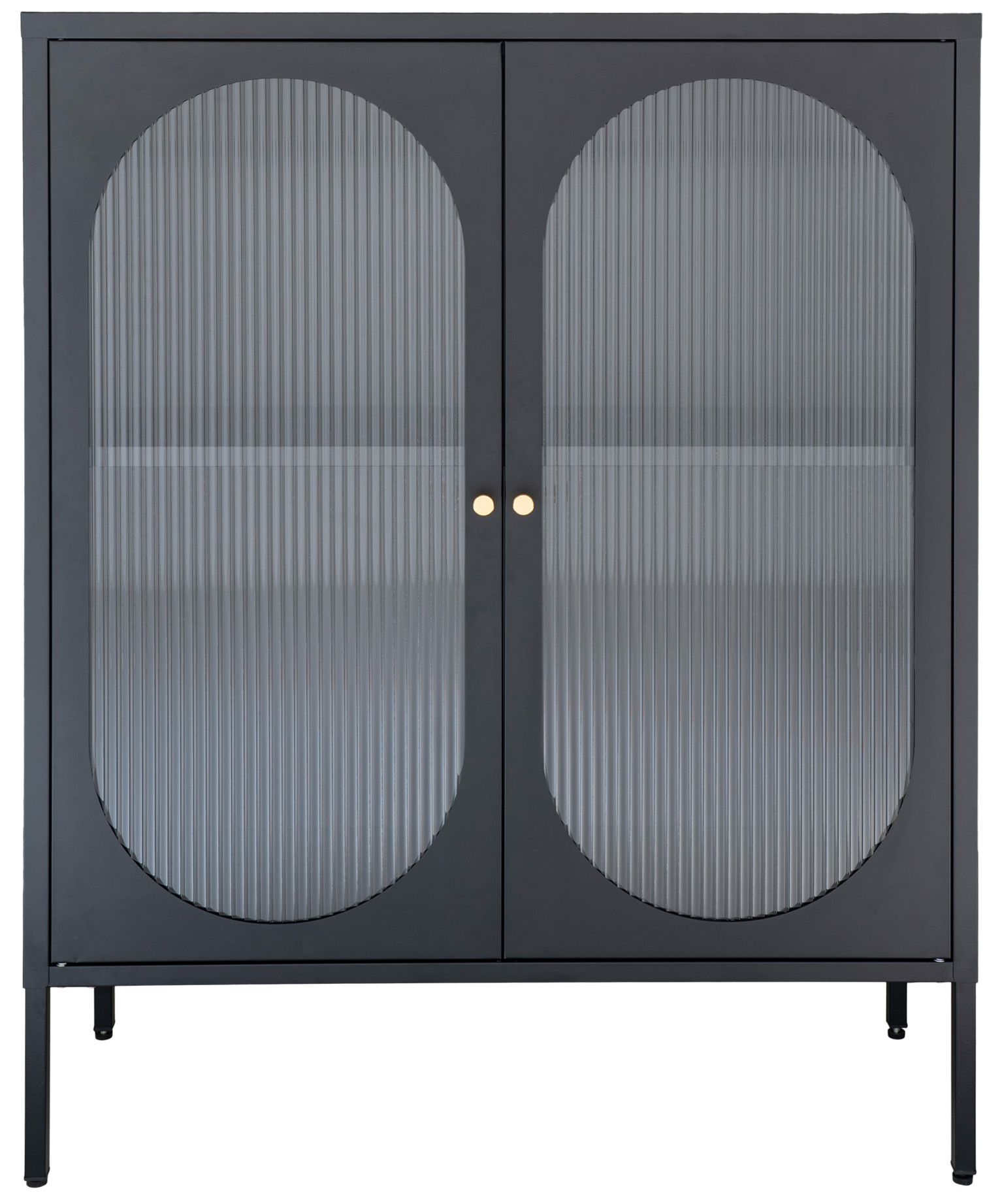 Komoda metalowa czarna z drzwiczkami szklanymi industrialna 90x35 cm – grafika-1.