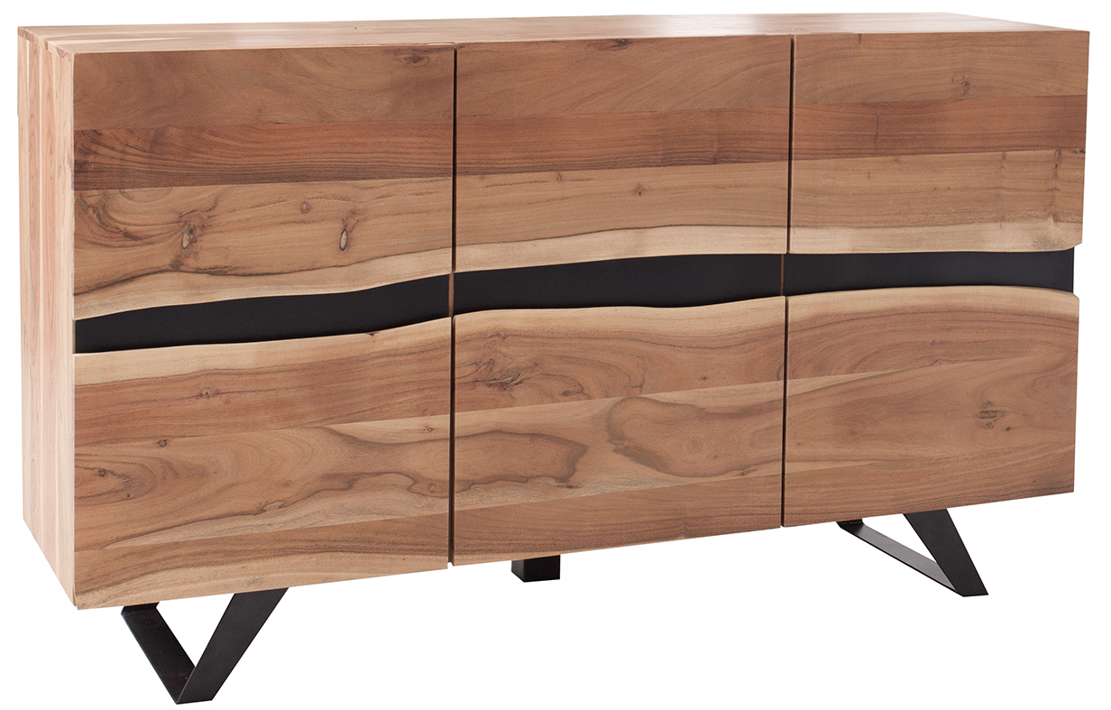 Brązowa komoda z drewna akacjowego w stylu industrialnym do salonu – grafika-1.