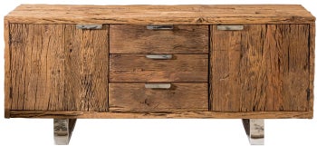 Komoda z drewna recyklingowanego w stylu nowoczesnym z nogami w kolorze srebrnym – grafika-1.