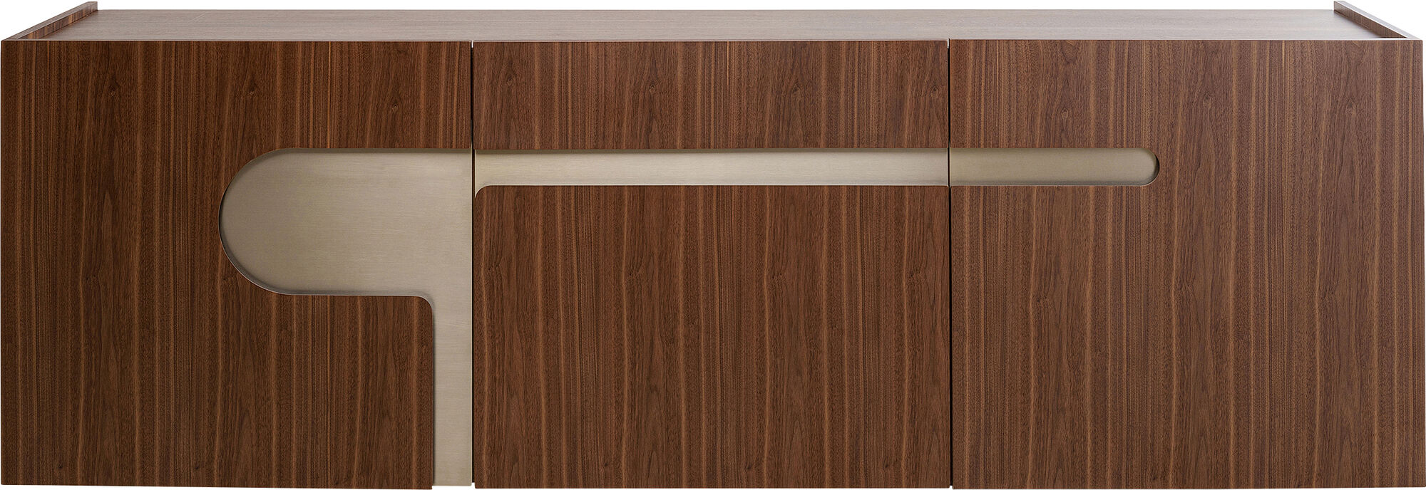 Cómoda Bravo marrón de 3 puertas de madera nogal y metal 200x76 cm – Imagen-1.