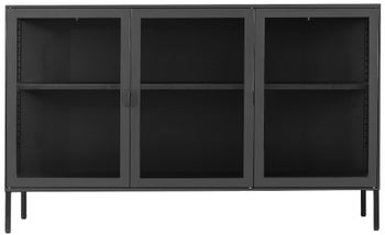 Komoda czarna stalowa z przeszklonymi frontami industrialna 140x40 cm – grafika-1.