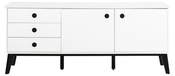 Komoda Faux 180x75 cm biało-czarna – obraz-1