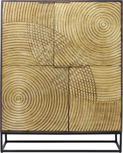 Komoda drewniana czarno złota  ze stalowymi nogami  czterodrzwiowa 120x40 cm – obraz-1