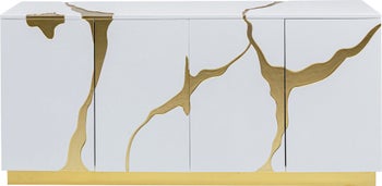 Komoda biało złota metalowa czterodrzwiowa glamour 165 x 46 cm – obraz-1