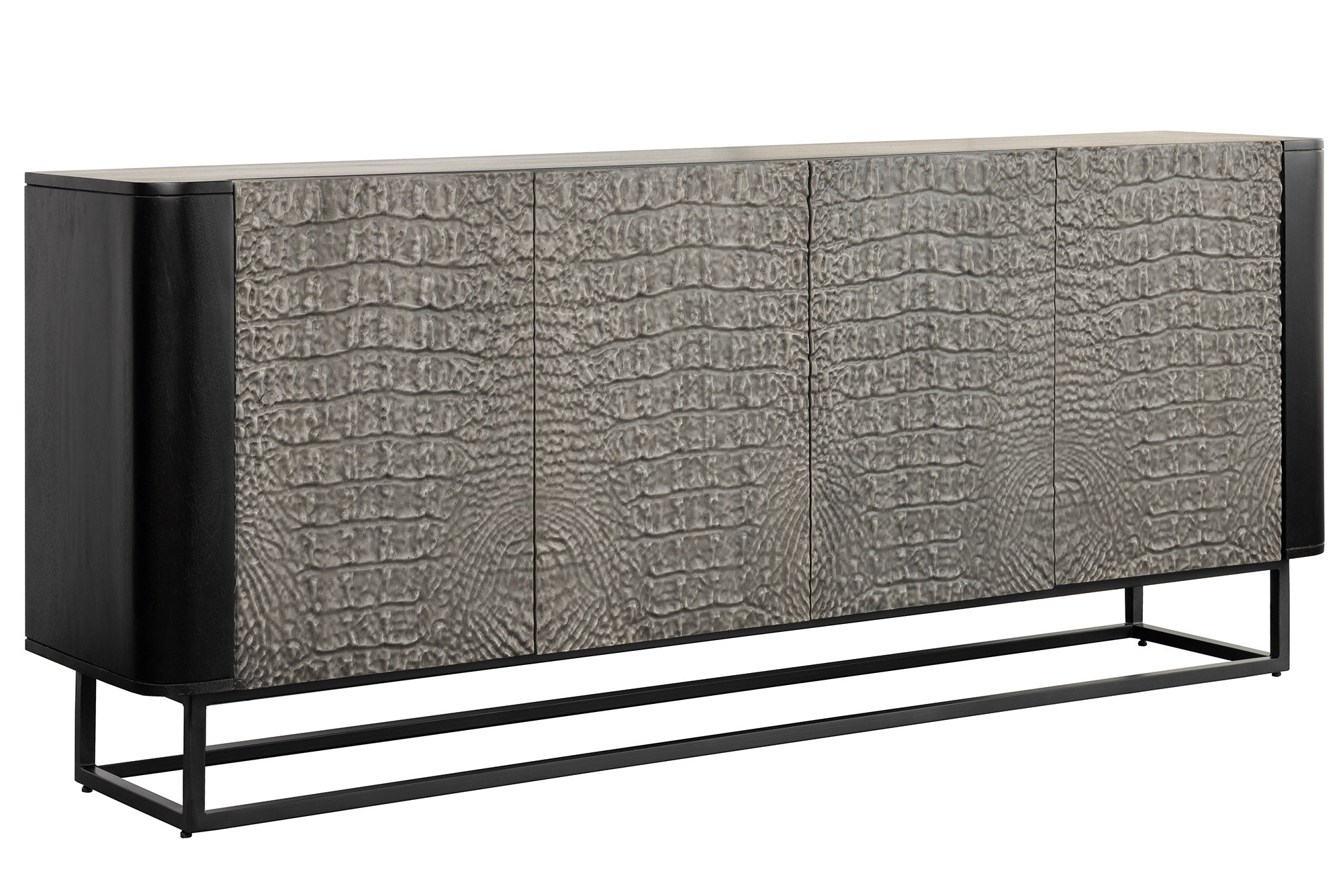 Komoda CROCO 180 cm 3D drewno mango szare czarne – grafika-1.