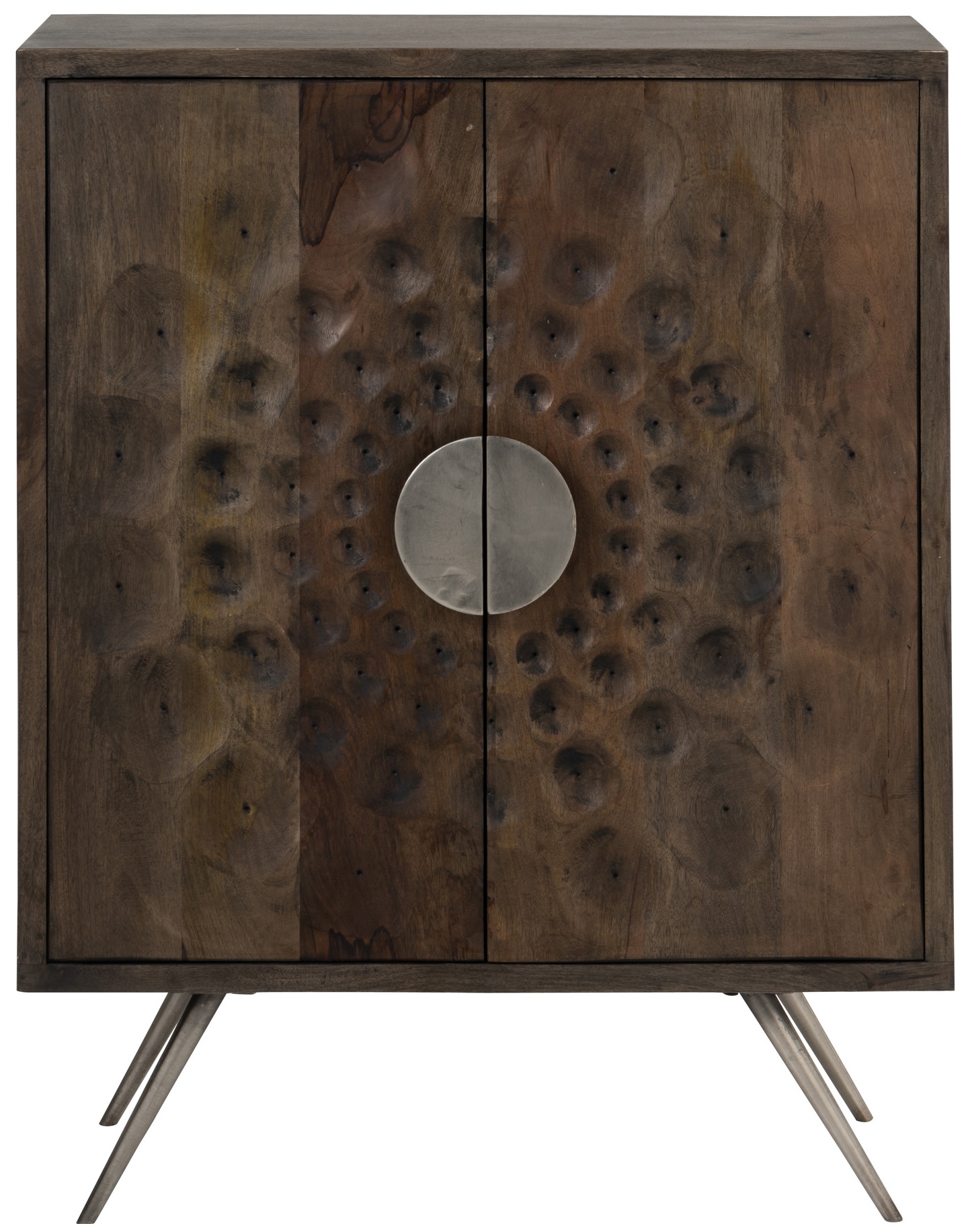 Komoda drewniana brązowa ciemna dwudrzwiowa vintage 90x45 cm – obraz-1