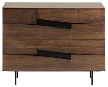 Komoda brązowa ciemna z szufladami i metalowymi nogami 120x40 cm – obraz-1