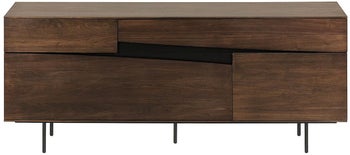 Komoda brązowa ciemna szeroka z szufladami i metalowymi nogami 180x40 cm – obraz-1