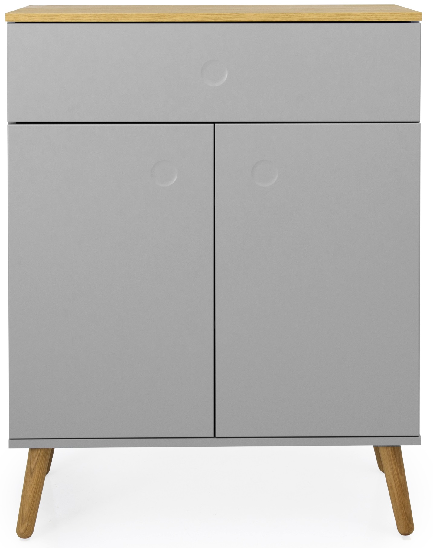 Komoda szara z naturalnym blatem z drewnianymi nogami  79 x 37 cm – obraz-1