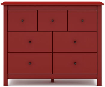 Komoda drewniana czerwona 7 szuflad 110x80 cm sosna – obraz-1