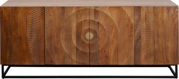 Komoda drewniana czterodrzwiowa boho podstawa czarna 177x75 cm – obraz-1