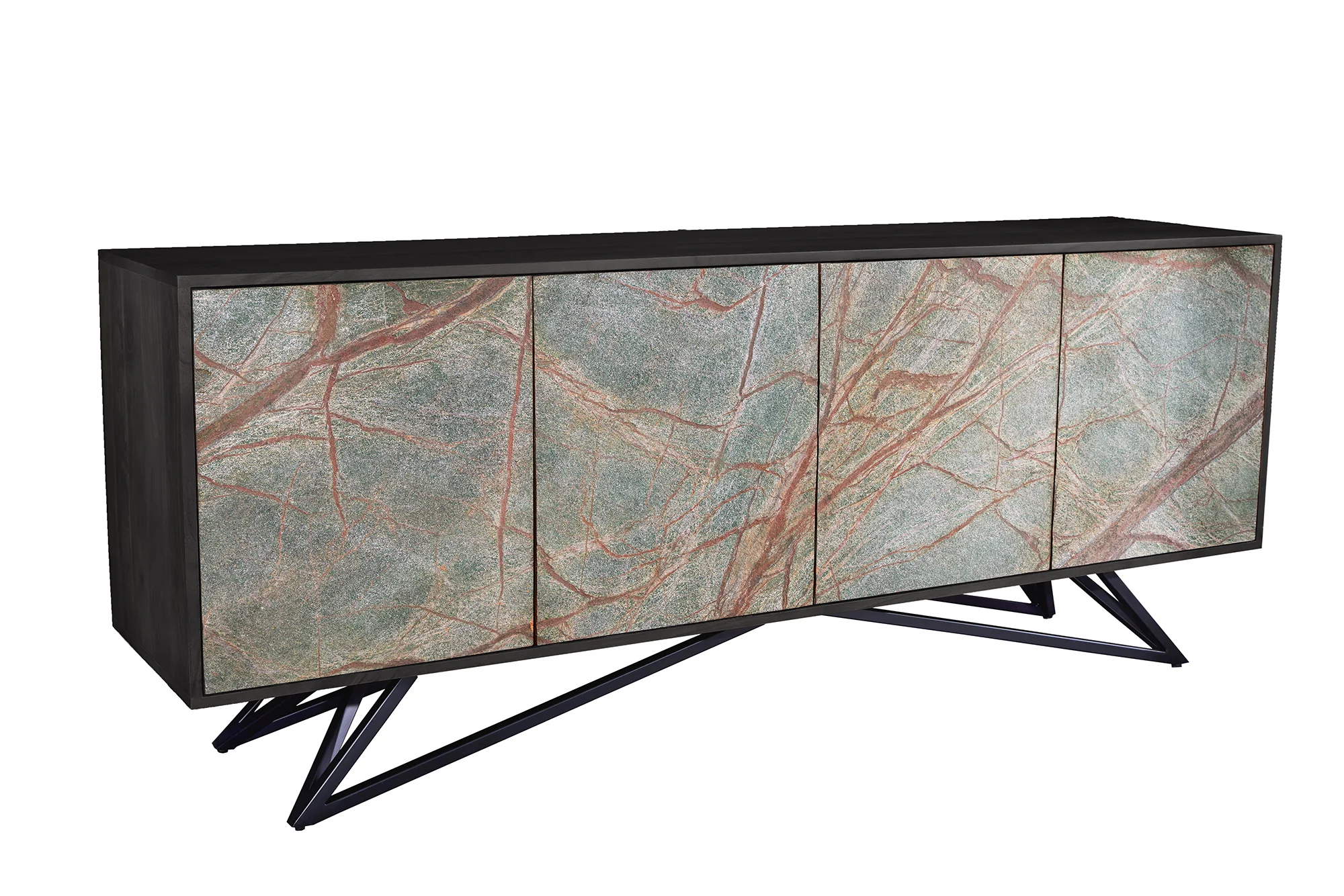 Elegancka komoda drewniana z fornirowanymi frontami z kamienia – grafika-1.