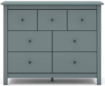 Komoda drewniana zielona 7 szuflad 110x80 cm sosna – obraz-1