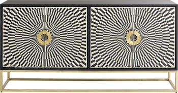 Sideboard Electro - Svart/Mässing 4 Dörrar, 80x160cm – bild-1.