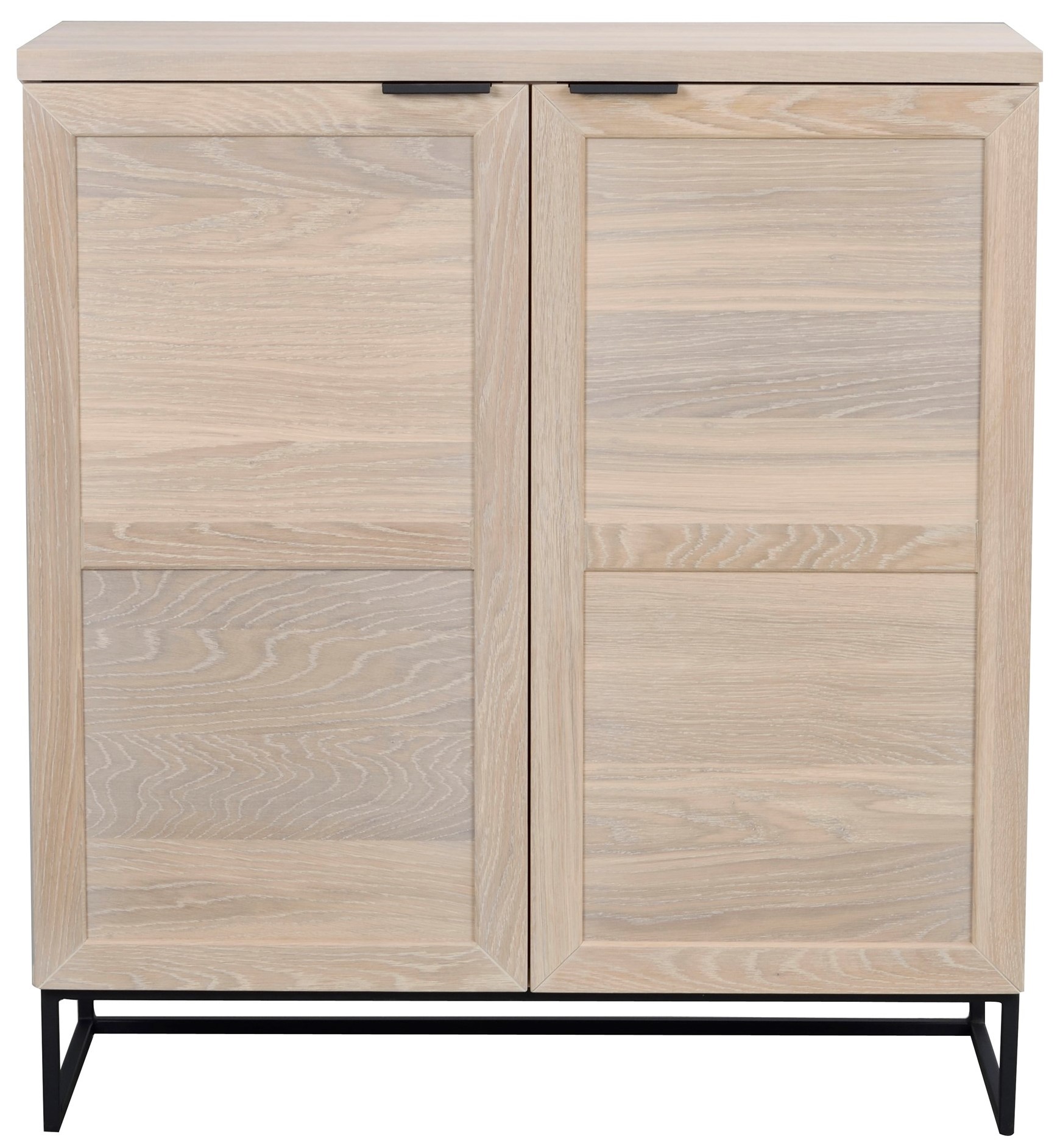Komoda naturalna drewniana dębowa bielona z czarnymi metalowymi nogami  95 x 41 cm – obraz-1