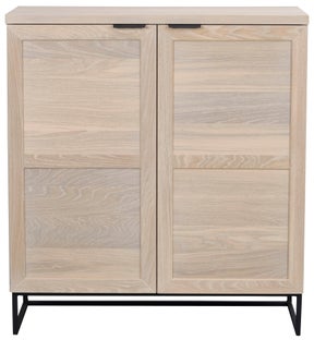 Komoda naturalna drewniana dębowa bielona z czarnymi metalowymi nogami 95 x 41 cm – obraz-1