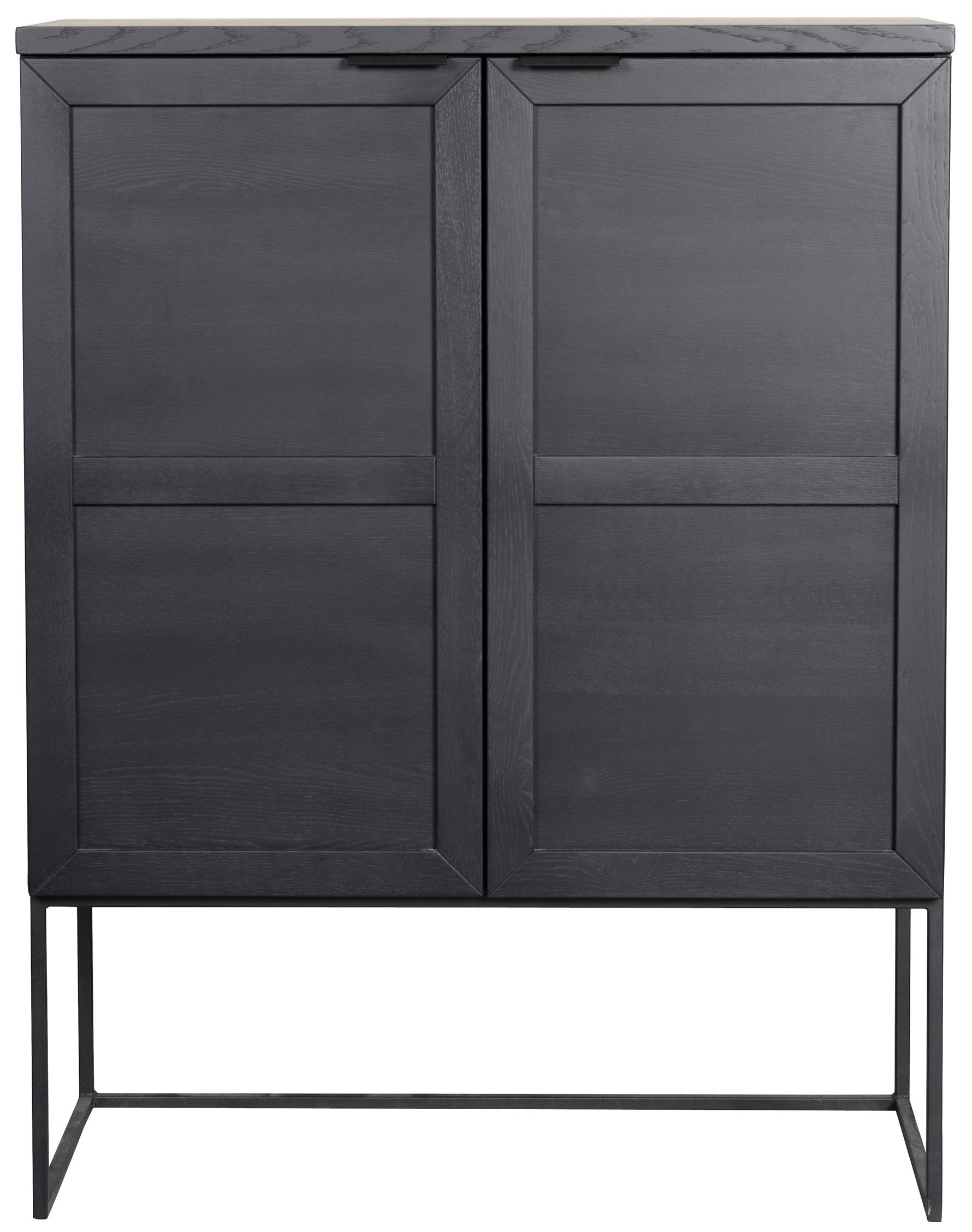Komoda drewniana dębowa czarna z metalowymi nogami 95 x 41 cm – obraz-1