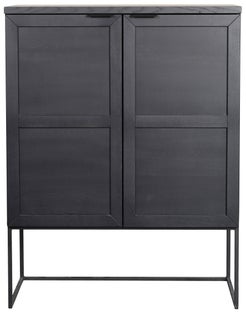 Komoda drewniana dębowa czarna z metalowymi nogami 95 x 41 cm – obraz-1