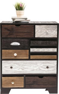 Komoda drewniana z topoli brązowa naturalna z szufladami 70x30 cm – obraz-1