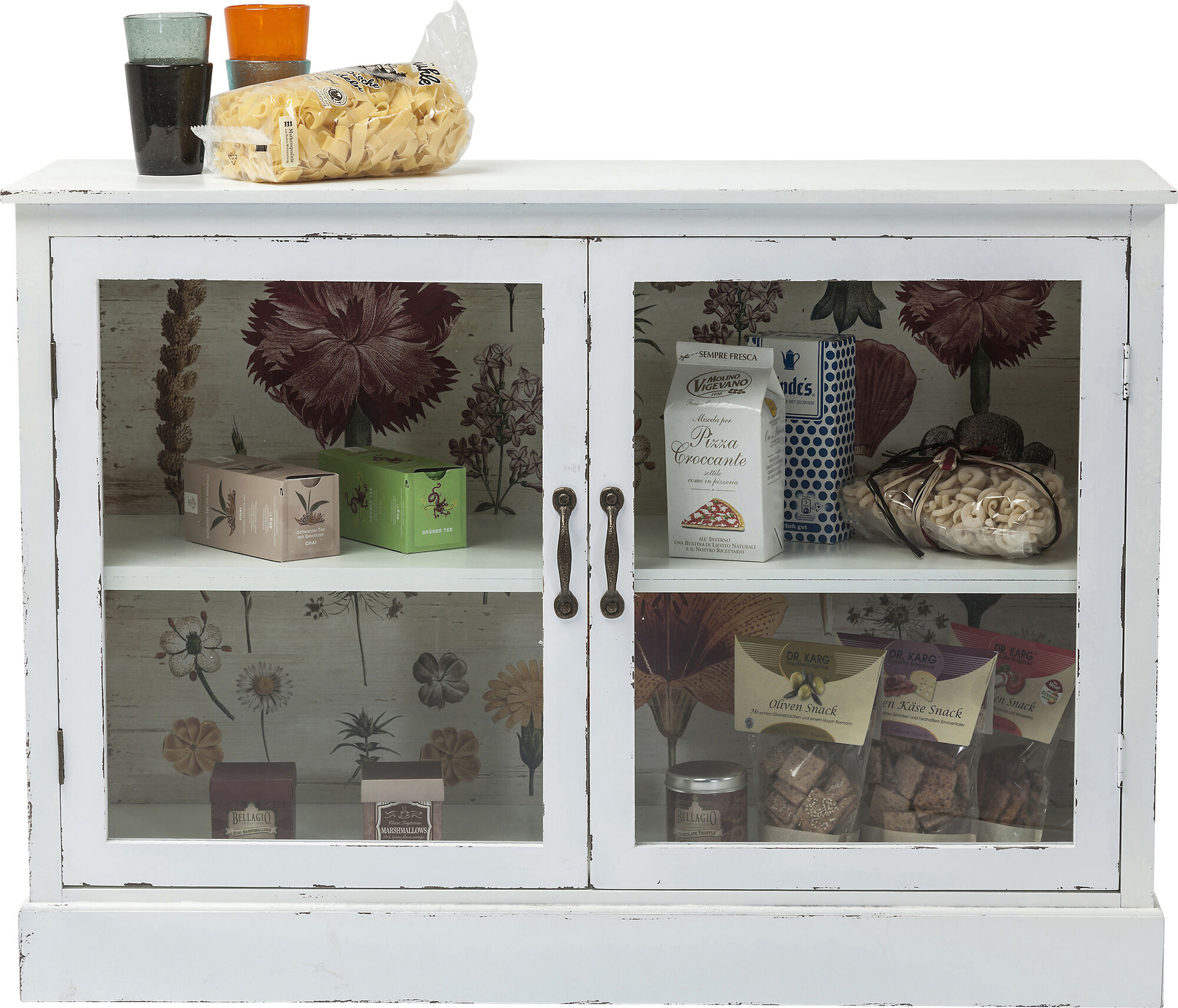 Komoda Flower Garden 110x80 cm biała – obraz-1