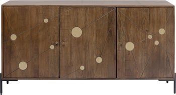 Komoda brązowa trzydrzwiowa ze złotymi dodatkami 160x40 cm – obraz-1