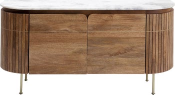 Komoda drewniana z marmurowym blatem 160x78 cm drewno mango – obraz-1
