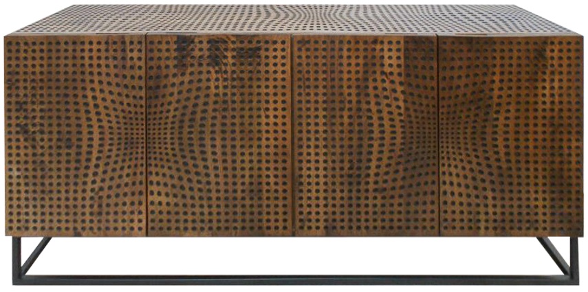Komoda prostokątna drewniana brązowa noga czarna 160x75 cm  – obraz-1