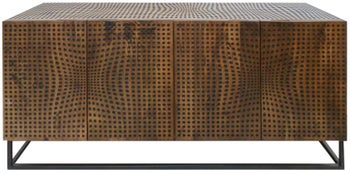 Komoda prostokątna drewniana brązowa noga czarna 160x75 cm – obraz-1