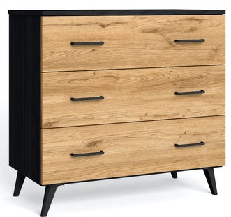 Komoda nowoczesna 3 szuflady 80x40 cm czarno-brązowa – obraz-1
