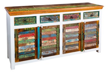 Komoda JAKARTA 160 cm bielona mango i drewno z recyklingu – grafika-1.