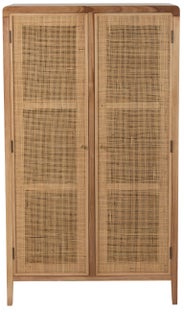 Komoda drewniana naturalna z rattanowymi drzwiami w stylu boho 80x40 cm – obraz-1