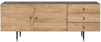 Komoda drewniana czarno-brązowa nóżki czarne 180x70 cm – obraz-1