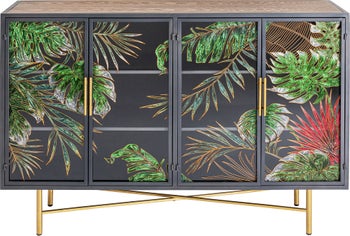 Komoda fornirowana z ozdobnym szklanym frontem 135x95 cm kolorowa – obraz-1